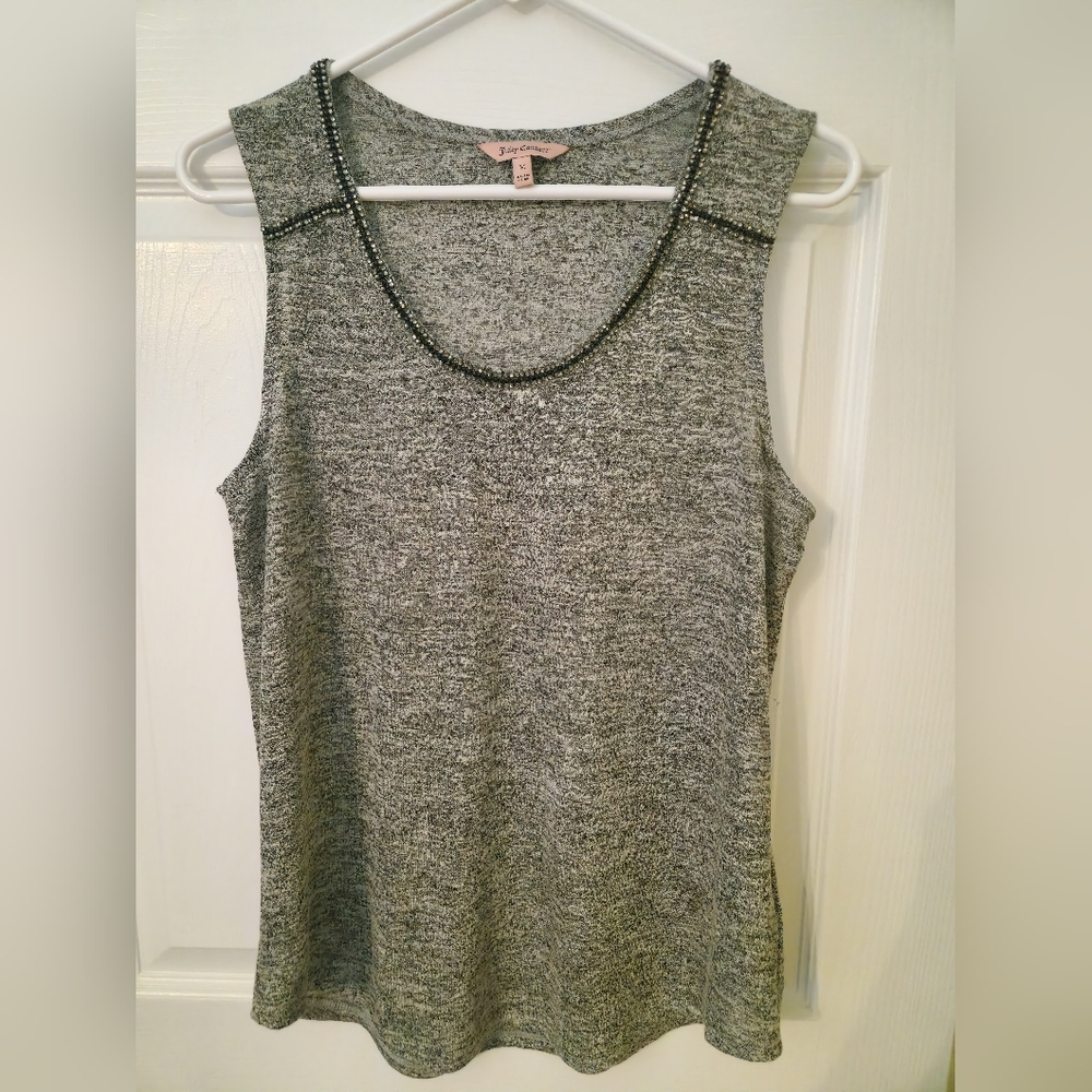 Juicy Couture Women's Knit Tank Top, Black and Smoke Rhinestones Space Gray Med